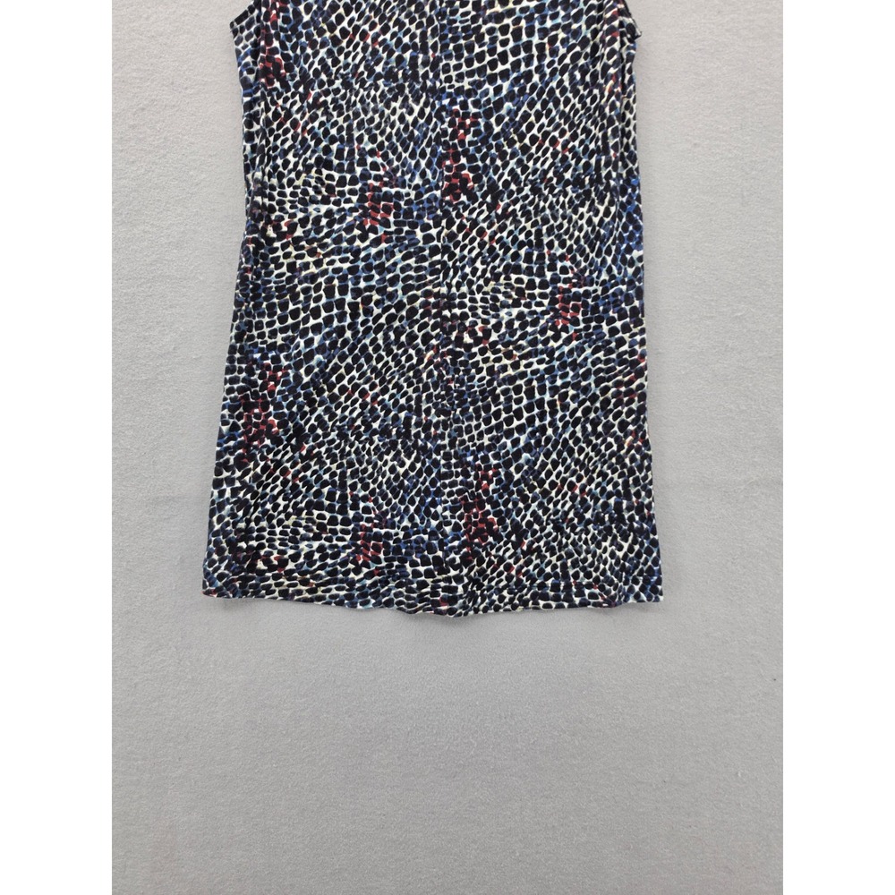 Cabi Twist Front Tank Top S Navy Red White Mosaic Print Sleeveless Blouse 3242 - Picture 8 of 10